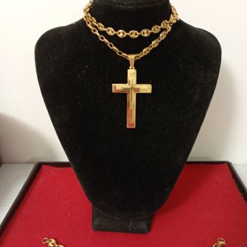 LANČIĆ & KRIŽ & NARUKVICA -3 KIRUŠKI ČELIK POZLAČENO