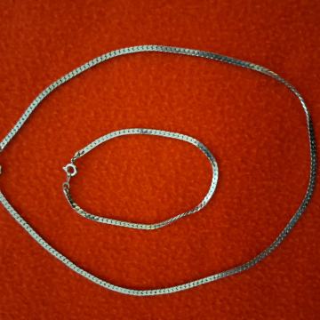 LANČIĆ i NARUKVICA. Plosnat vez. Nikal boje. Mob