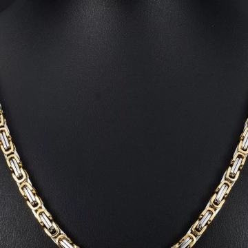 Muška ogrlica lanac 8mm - zlatno/ siva