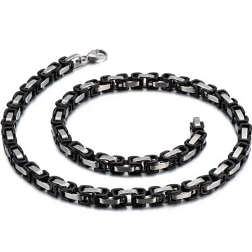 Ogrlica crno srebrna 8mm