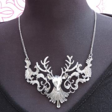 Ogrlica jelen - vintage srebro