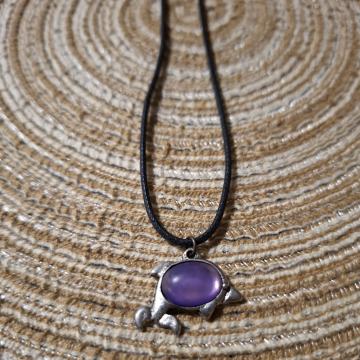 Ogrlica lančić delfin bubličasti ljubičasti