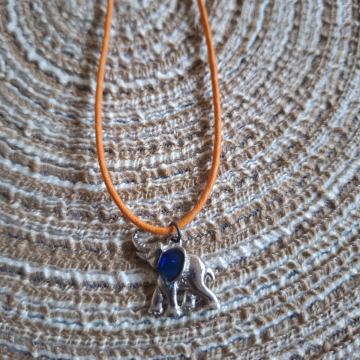 Ogrlica - Lančić slonić srebreno-plavi slon