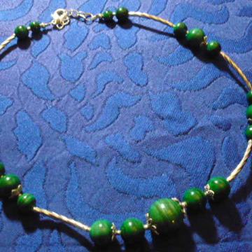 OGRLICA MALAHIT + SREBRO dužine: 44cm