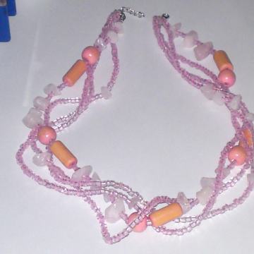 OGRLICA NARANČASTA,PINK,KAMEN KARNEOL,ROZI KVARC,OPALIT