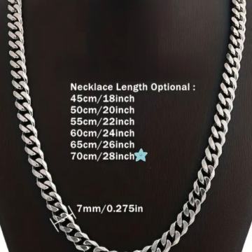 Ogrlica od plemenitog čelika Nova,Kubanski vez 7mm širina,70cm dužina!