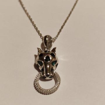 Ogrlica i privjesak srebro 925,gepard. Novo