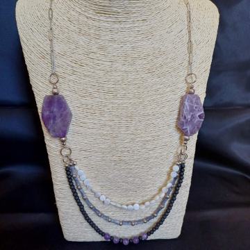 Ogrlica, ručni rad, ametist-  *rasprodaja*