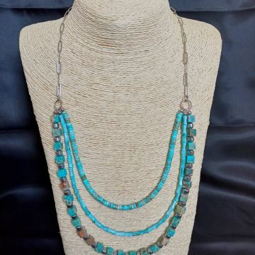 Ogrlica, ručni rad- jaspis i hematit *rasprodaja*