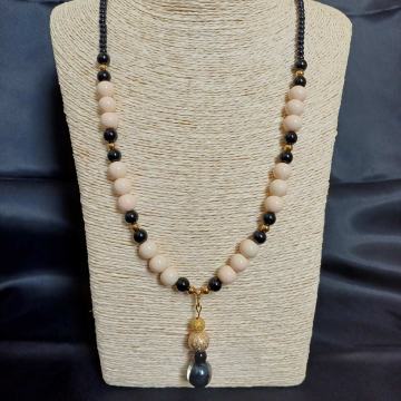 Ogrlica, ručni rad- staklo, murano i čelik * rasprodaja*