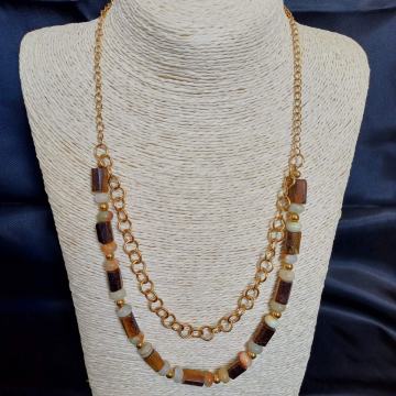 Ogrlica, ručni rad, tigrovo oko i žad *rasprodaja*