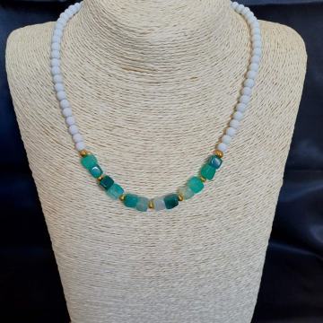 Ogrlica, ručni rad- zeleni ahat *rasprodaja*