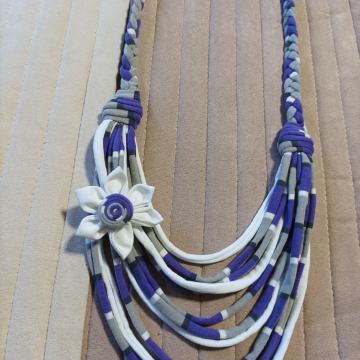 PAMUČNA LILO-BIJELA-SIVA OGRLICA