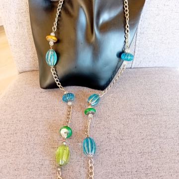 Plavo-zelena efektna ogrlica