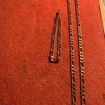 pozlačen lančić 61 cm i narukvicu 21 cm