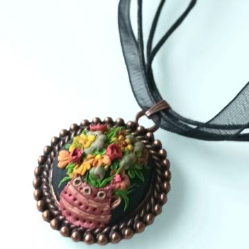 Privjesak, ogrlica od polimerne gline, filigranski rad