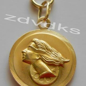 PRIVJESAK ZA OGRLICU ZLATO *750 18 k, RIMSKA MITOLOGIJA FORTUNA, SREĆA