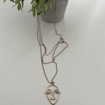 Višeslojna ogrlica s "Face Art" privjeskom /Moderni minimalizam