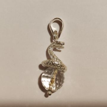 Privjesak srebro 925,kristal,zmija,novo
