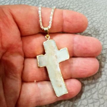 PRIVJESAK UNIKAT - Križ od Natural Amazonita + LANČIĆ posrabreni - no
