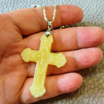 ŽAD - PRIVJESAK UNIKAT - KRIŽ  od žutog ŽADA  + LANČIĆ - no *00020*