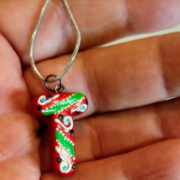 OGRLICA-PRIVJESAK UNIKAT - SLOVO * T * + LANČIĆ - 0000P --- HANDEMADE