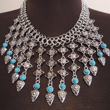 Raskošna srebrna tirkizna ogrlica