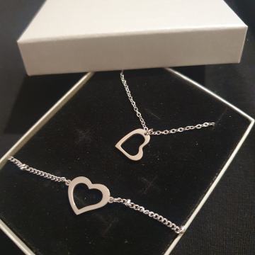 Set kirurški čelik lančić i narukvica srce