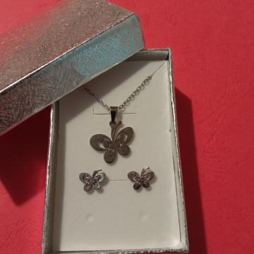 Set kirurški čelik lančić i naušnice leptir