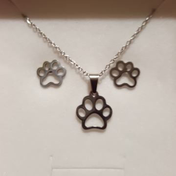 Set kirurški čelik lančić i naušnice šapa