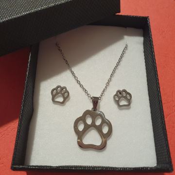 Set kirurški čelik lančić i naušnice šapa