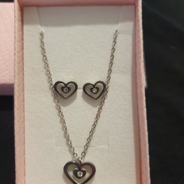 Set kirurški čelik lančić i naušnice srce sa cirkonom