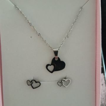 Set kirurški čelik lančić i naušnice srce sa srcem