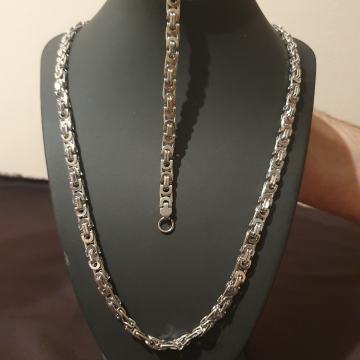 Set lančić i narukvica kirurški čelik kraljevski vez 6 mm