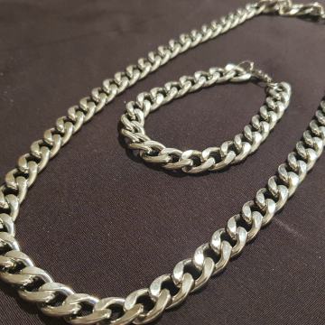 Set lančić i narukvica kirurški čelik kubanski vez 11 mm