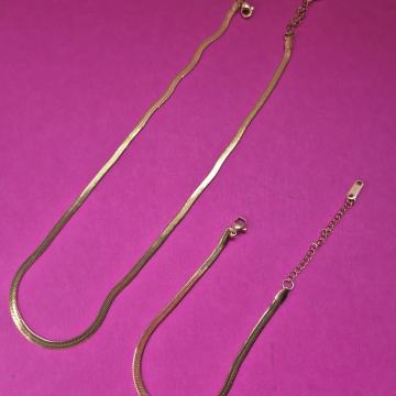 Set narukvica i ogrlica 18k pozlata nehrđajući čelik