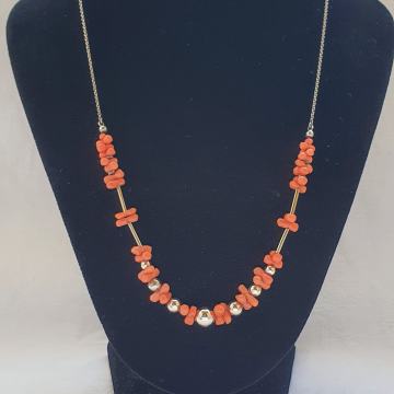 SRBRNA OGRLICA I KORALJI ART DECO 1920/30 Srebro 935