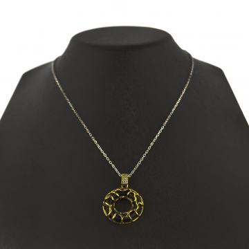 SREBRNI LANČIĆ POZLAĆENI SA CRNIM KAMENOM 5,10g, R1, RATE, POVOLJNO!