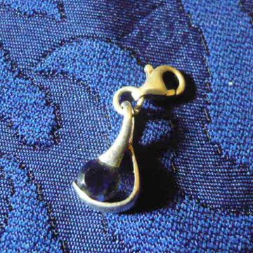 SREBRNI PRIVJESAK sa plavim kristalom, SREBRO 925