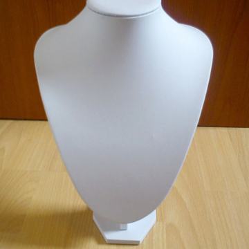 Stalak za izlaganje ogrlica 32 cm - bijeli, eko-koža