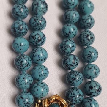 Tirkizna ogrlica lanac 82cm  nausnice , 1960.-80.