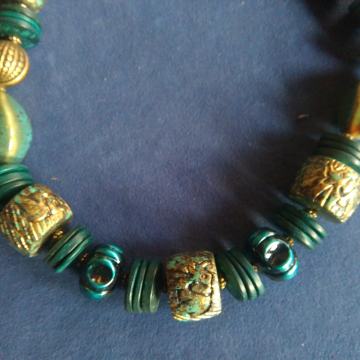 VINTAGE OGRLICA - UZ VRAT, TIRKIZNO ZLATNE BOJE