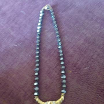 Vintage srebrna masivna ogrlics s pozlatom i kristalima