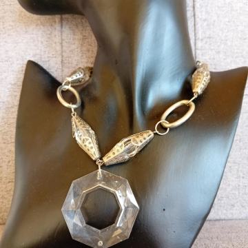 Vintage ogrlica prozirna/bijela