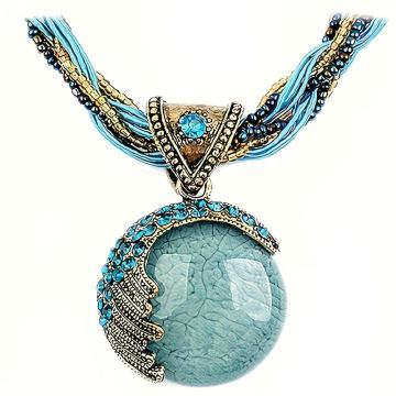 Ženska vintage boemska ogrlica - lančić od uvijenog užeta s privjeskom