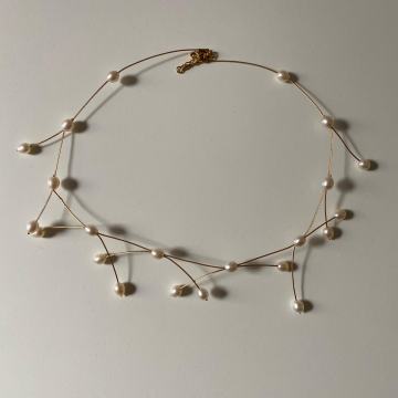 Zlatna biserna ogrlica zlato 18kt (750) PRAVI BISERI