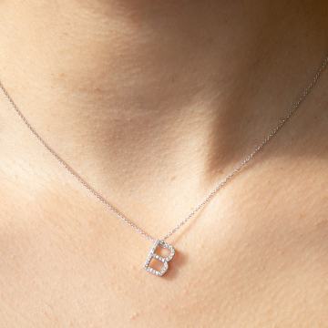 ZLATNA DIJAMANTNA OGRLICA SLOVO B 14K (585) 2,14g NOVO • GOLD SHOP •