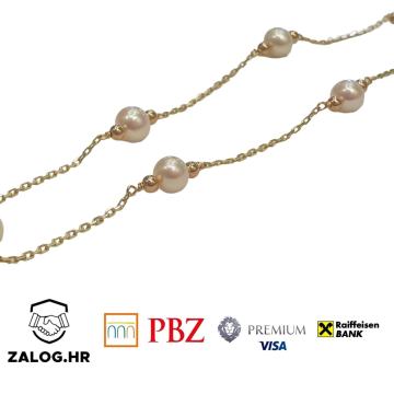 ZLATNA OGRLICA SA BISERIMA 14K 7,77G ***DO 24 RATE*** R1!