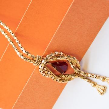 ZLATNA OGRLICA S CRVENIM CIRKONOM 18K (750) 14,80g NOVO • GOLD SHOP •