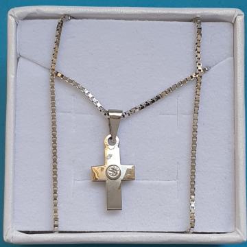 Zlatna ogrlica i križ 585 zlato bijelo 14kt